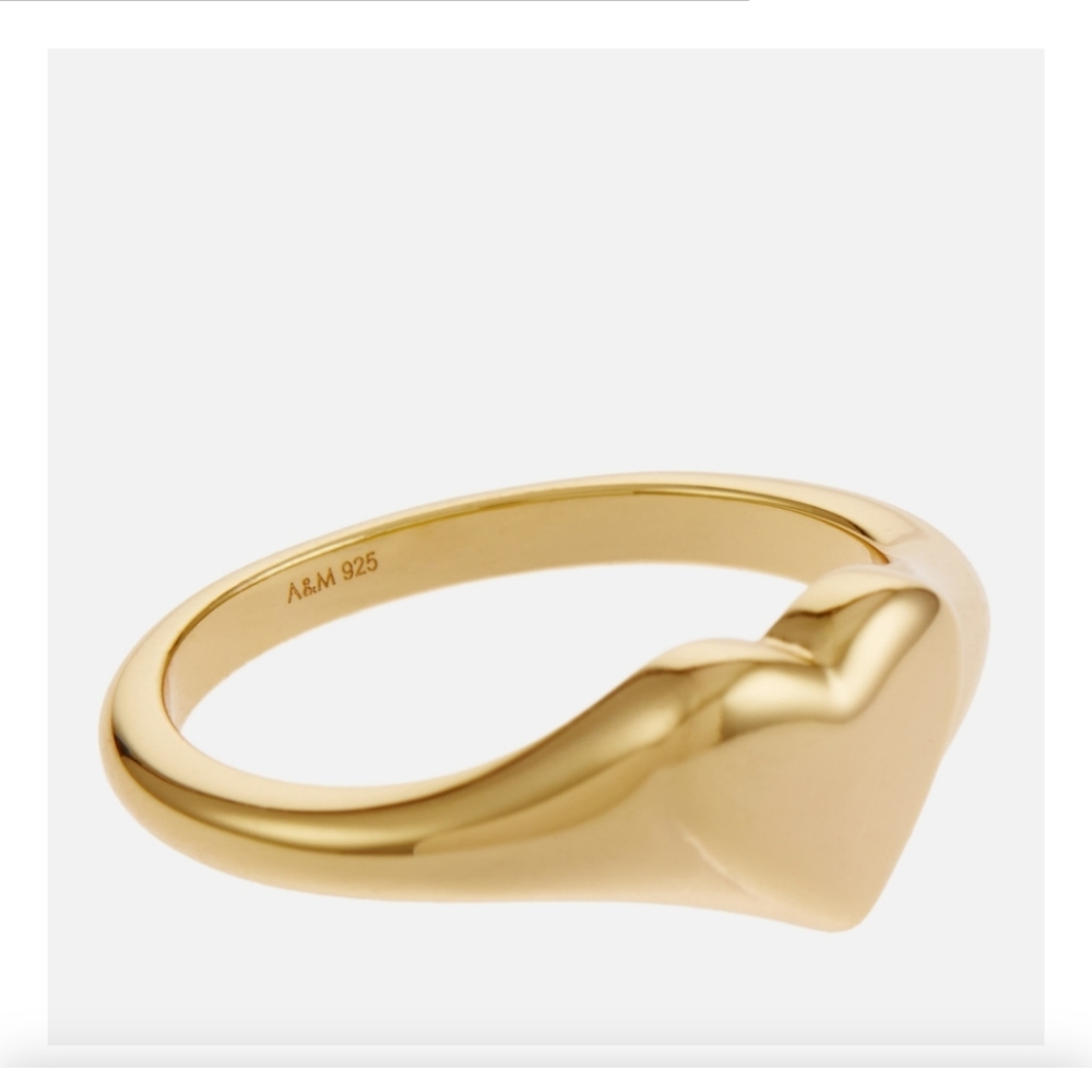 Astrid and Miyu 18k Gold-plated Sterling Silver heart ring New - Picture 3 of 6